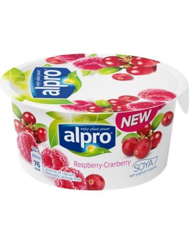 Йогурт соєвий з малиною і журавлиною, Alpro, 150г.