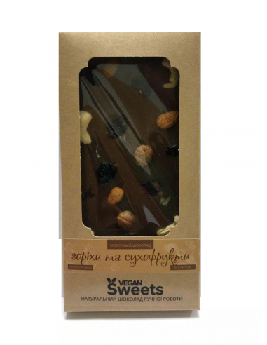 Шоколад чорний горіхи-сухофрукти, Vegan Sweets, 85г