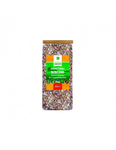 Пластівці вівсяні без термообробки, Natural Green, 300г