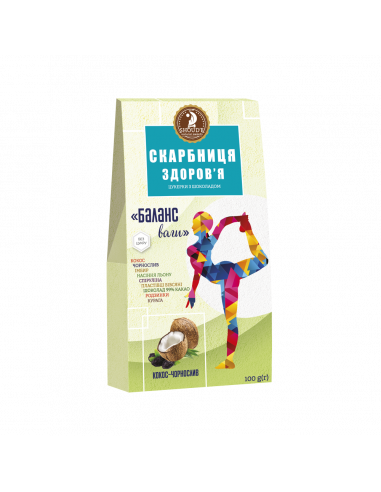 Цукерки з шоколадом кокос-чорнослив, "Скарбниця здоров`я", Shoude, 100г