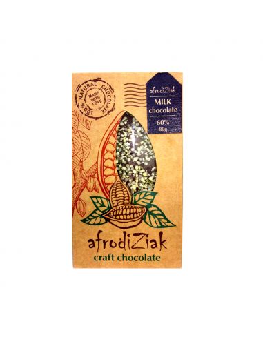 Плитка молочний шоколад, 60% безлактозний, Afrodiziak, 80г