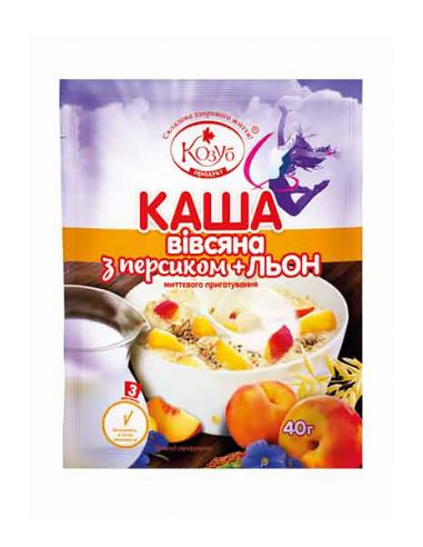 Каша вівсяна з персик-льон, Козуб, 40г