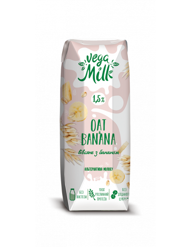 Напій вівсяний з бананом, Vega Milk, 250 мл