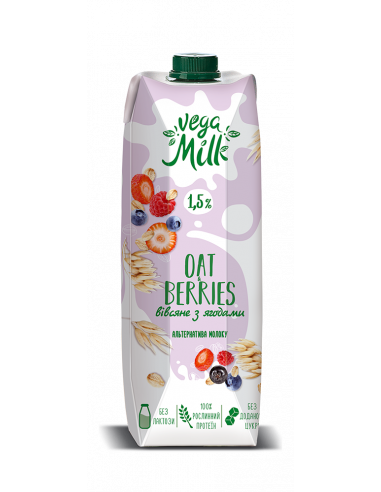 Напій вівсяний з ягодами, Vega Milk, 950 мл