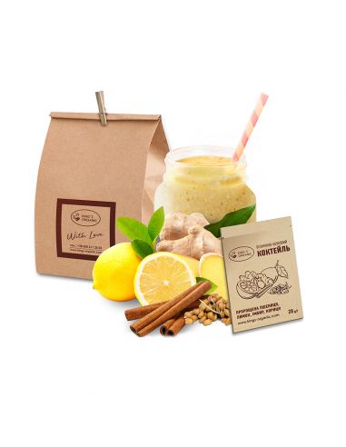 Вітамінно-білковий коктейль з Лимоном, імбирем та корицею, King`s Organic, 20г