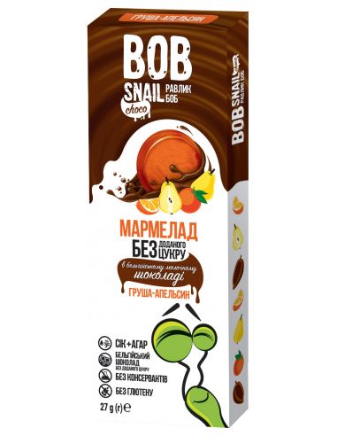 Мармелад груша-апельсин в бельгійському молочному шоколаді bob snail (Равлик Боб), 27г