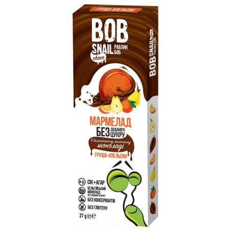 Мармелад груша-апельсин в бельгійському молочному шоколаді bob snail (Равлик Боб), 27г