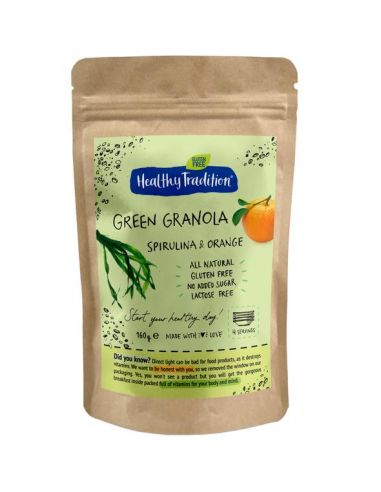 Гранола спіруліна, апельсин, Green Granola, Healthy Tradition, 160г