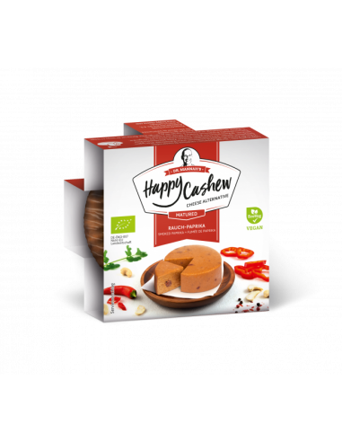 Сир із кеш’ю копчений з паприкою витриманий органічний, Happy Cashew. 100г