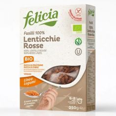 Макарони "FUSILLI" з червоної сочевиці, Felicia, 250г