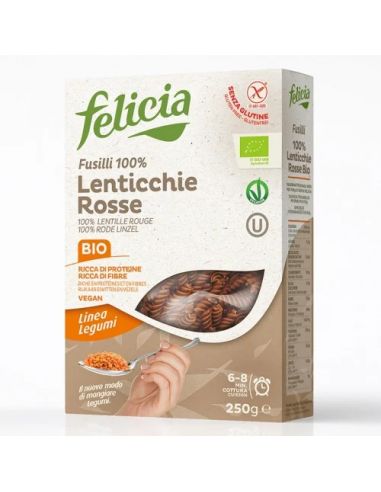 Макарони "FUSILLI" з червоної сочевиці, Felicia, 250г