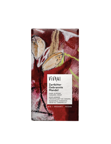 Шоколад чорний з мигдалем і карамеллю, Vivani, 80г