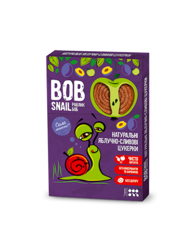Натуральні яблучно-сливові цукерки bob snail (Равлик Боб), 60г