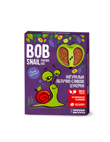 Натуральні яблучно-сливові цукерки bob snail (Равлик Боб), 120г