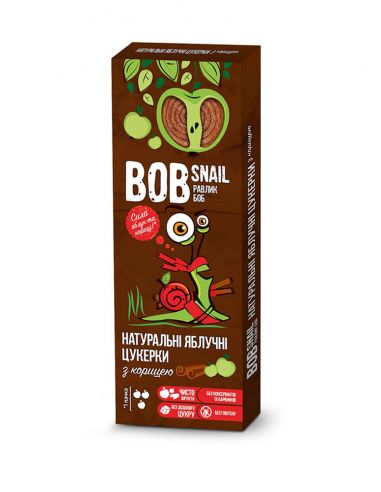 Натуральні яблуко-кориця цукерки bob snail (Равлик Боб), 30г