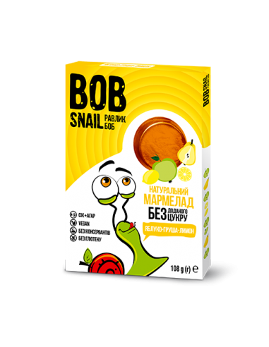 Мармелад яблуко-груша-лимон bob snail (Равлик Боб),108г