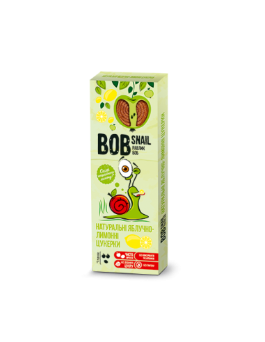 Натуральні яблучно-лимонні цукерки bob snail (Равлик Боб), 30г