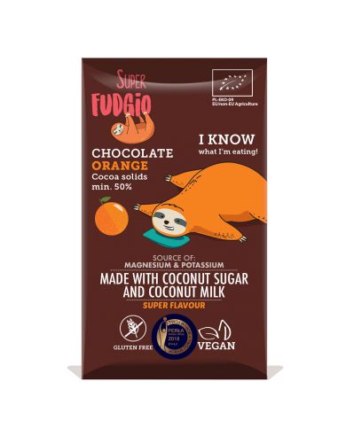 Шоколад з кокосового молока апельсин органічний, Super Fudgio, 80г