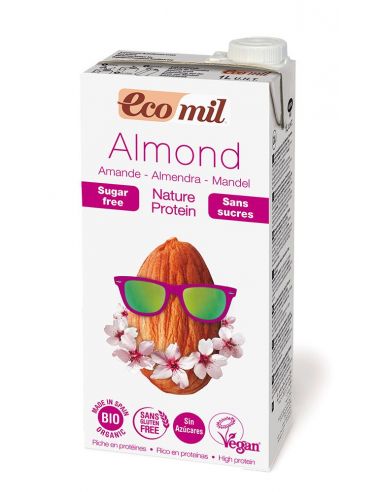 Молоко мигдальне з протеїном без цукру, EcoMil, 1000мл