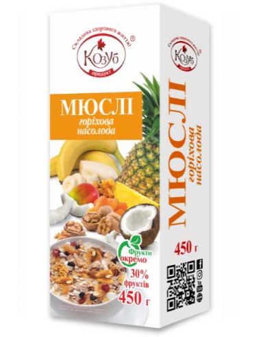 Пластівці мюслі горіхова насолода, Козуб Продукт, 450г