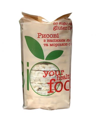 Хлібці рисові з насінням льону та морскою сіллю, Biofood, 100г