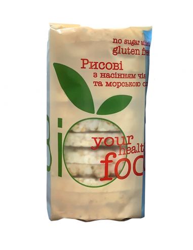 Хлібці рисові з насінням чіа та морскою сіллю, Biofood, 100г