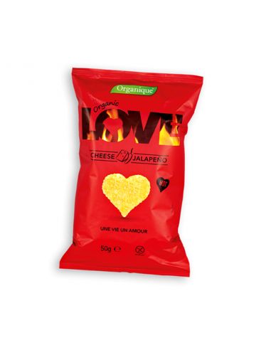 Снекі кукурудзяні LOVE з сиром і перцем галапене органічні, Mclloyd's, 50г