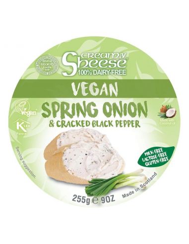 Крем-сир веганський з зеленою цибулею та чорним перцем, SHEESE 255г,
