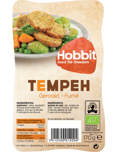Соєві боби ферментовані Темпе копчений, De Hobbit, 170г