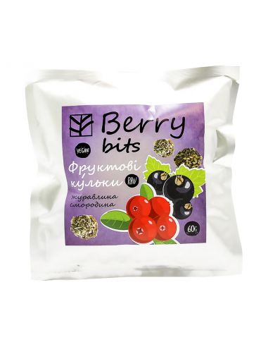 Фруктові кульки журавлина-смородина, Berry bits, Еко-Снек, 60г