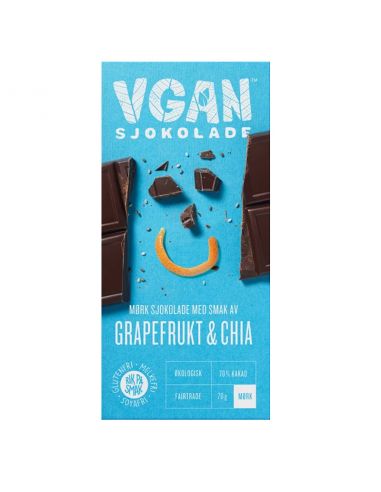 Шоколад чорний з Грейфрутом та Чіа вегетаріанський VGAN, Novelty Food, 70г