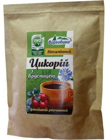Напій розчинний Цикорій з брусницею, Верховина, 100г