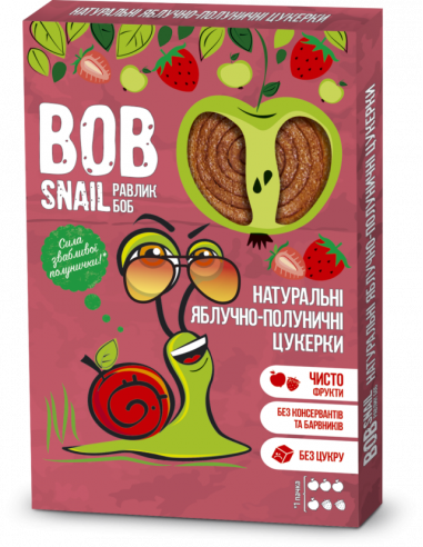 Натуральні яблучно-полуничні цукерки bob snail (Равлик Боб), 60г
