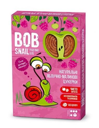 Натуральні яблучно-малинові цукерки bob snail (Равлик Боб), 60г