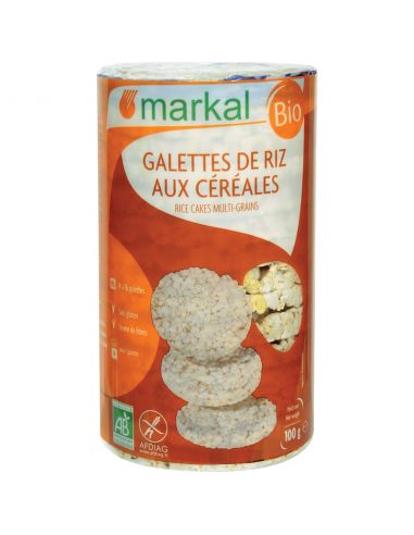Коржі рисові з просом, кукурудзою та сезамом, Markal, 100г.