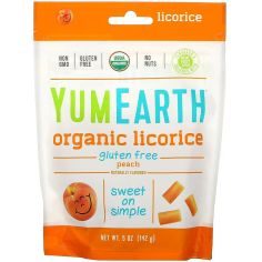 Цукерки лакриця зі смаком персика, кошер, Yumearth, 142г