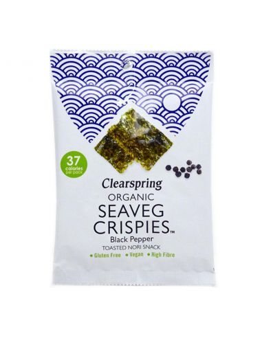 Водорості морські хрусткі Чорний перець органічні, Clearspring, 8 г