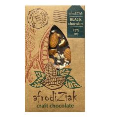Плитка темний шоколад 75% з мигдалем, Afrodiziak, 80г