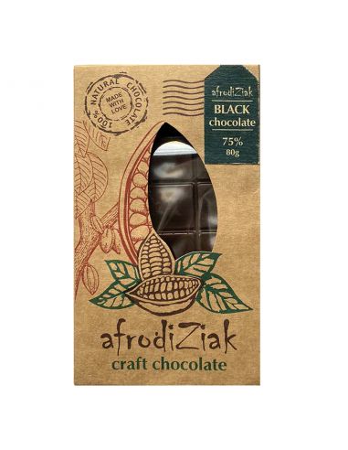 Плитка темний шоколад 75% з натуральною кавою, Afrodiziak, 80г