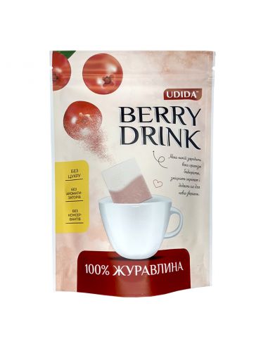 Журавлина сушена подріблена Berry drink, Udida, 4г*12