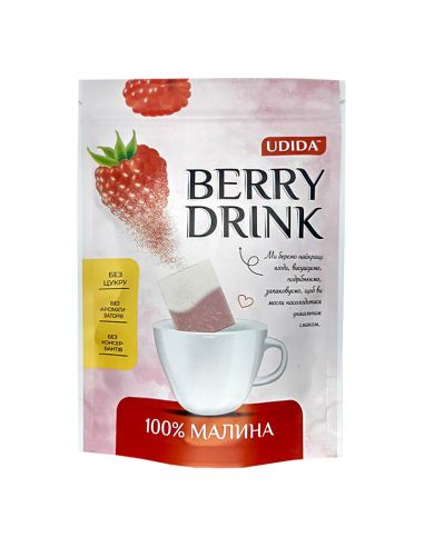 Малина сушена подріблена Berry drink, Udida, 4г*12