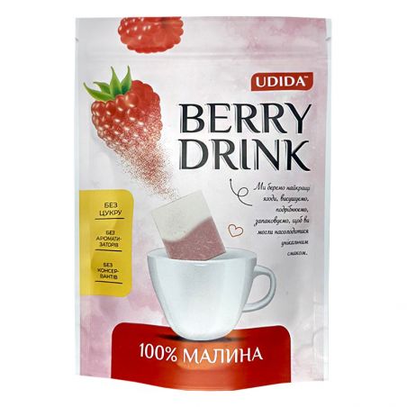 Малина сушена подріблена Berry drink, Udida, 4г*12