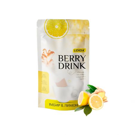 Імбир та лимон сушений подріблений Berry drink, Udida, 4г*12