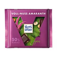 Шоколад веганський темний з цільним фундуком та амарантом, Ritter Sport, 100г