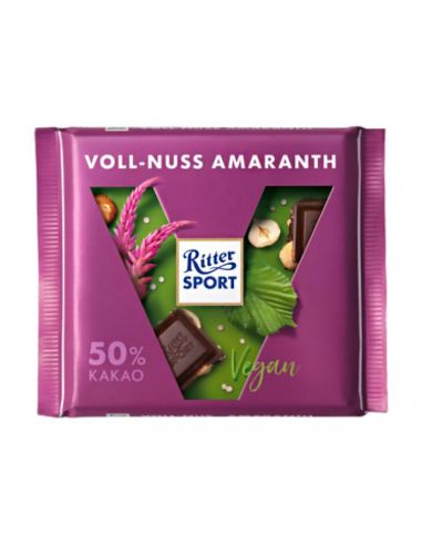 Шоколад веганський темний з цільним фундуком та амарантом, Ritter Sport, 100г