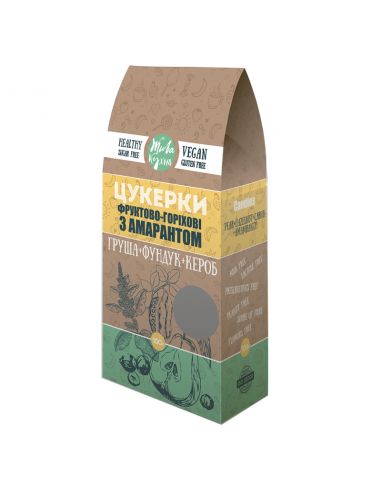 Цукерки фруктово-горіхові з амарантом "Груша, Фундук, Кероб", Жива кухня, 100г