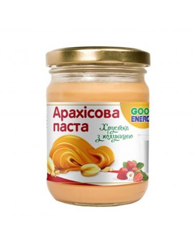 Паста арахісова хрустка з полуницею, GoodEnergy, 250г.