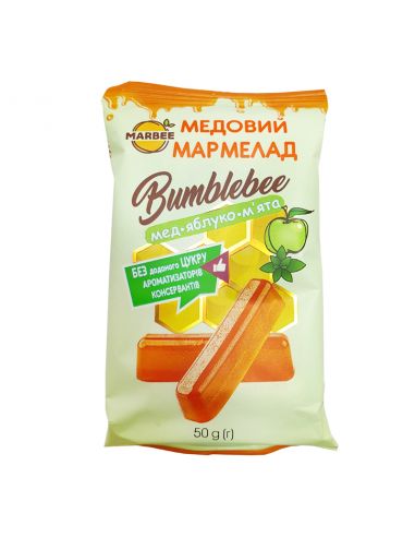 Мармелад медовий Bumblebee, Мед-Яблуко-М'ята, Marbee, 50г