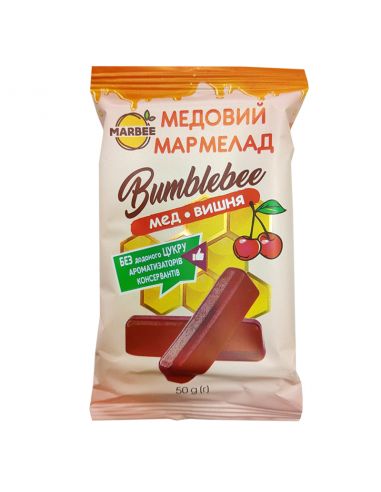 Мармелад медовий Bumblebee, Мед-Вишня, Marbee, 50г