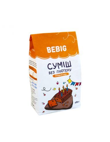 Суміш для випікання без глютену Солодкий кекс, Bebig, 450г